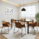 Conjunto Sala de Jantar 6 Lugares Retangular Tampo de Vidro 160X85cm Mesa Smart com Cadeiras Lodelô