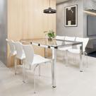 Conjunto Sala de Jantar 6 Lugares Retangular Tampo de Vidro 160X85cm Mesa Smart com Cadeiras Mono