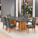 Conjunto Sala de Jantar 6 Lugares Retangular Tampo de Vidro e MDF Corleone Yescasa Conjunto Sala de Jantar 6 Lugares Retangular Tampo de Vidro e MDF Corleone Yescasa