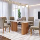 Conjunto Sala de Jantar 6 lugares Retangular Tampo de Vidro/MDF Ester Cadeiras Clarice
