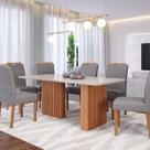 Conjunto Sala de Jantar 6 lugares Retangular Tampo de Vidro/MDF Ester Cadeiras Paola