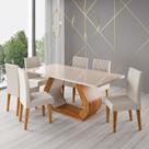Conjunto Sala de Jantar 6 Lugares Retangular Tampo de Vidro Mdf Tactel Conjunto Sala de Jantar 6 Lugares Retangular Tampo de Vidro Mdf Tactel