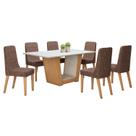 Conjunto Sala de Jantar 6 Lugares Retangular Tampo MDF Mesa Apogeu com Cadeiras Luar