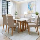 Conjunto Sala de Jantar 6 Lugares Retangular Tampo MDF Mesa Bold com Cadeiras Pés Madeira Jade