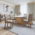 Conjunto Sala de Jantar 6 Lugares Retangular Tampo MDF Mesa e Cadeiras Apogeu