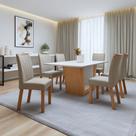 Conjunto Sala de Jantar 6 Lugares Retangular Tampo MDF Mesa e Cadeiras Apogeu