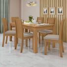 Conjunto Sala de Jantar 6 Lugares Retangular Tampo MDF Mesa e Cadeiras Athenas