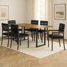 Conjunto Sala de Jantar 6 Lugares Retangular Tampo MDF Mesa Itália com Cadeiras Barcelona Conjunto Sala de Jantar 6 Lugares Retangular Tampo MDF Mesa Itália com Cadeiras Barcelona