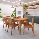 Conjunto Sala de Jantar 6 Lugares Retangular Tampo MDF Miriti CabeCasa MadeiraOriginals