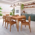 Conjunto Sala de Jantar 6 Lugares Retangular Tampo MDF Miriti CabeCasa MadeiraOriginals Marrom/Caramelo Conjunto Sala de Jantar 6 Lugares Retangular Tampo MDF Miriti CabeCasa MadeiraOriginals Marrom/Caramelo