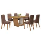 Conjunto Sala de Jantar 6 Lugares Retangular Tampo MDF No Glass Mesa Apogeu com Cadeiras Luar