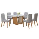 Conjunto Sala de Jantar 6 Lugares Retangular Tampo Vidro/MDF Mesa Apogeu com Cadeiras Luar