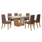 Conjunto Sala de Jantar 6 Lugares Retangular Tampo Vidro/MDF Mesa Apogeu com Cadeiras Luar Conjunto Sala de Jantar 6 Lugares Retangular Tampo Vidro/MDF Mesa Apogeu com Cadeiras Luar