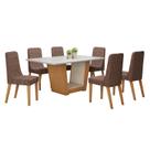 Conjunto Sala de Jantar 6 Lugares Retangular Tampo Vidro/MDF Mesa Apogeu com Cadeiras Luar