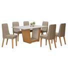 Conjunto Sala de Jantar 6 Lugares Retangular Tampo Vidro/MDF Mesa Apogeu com Cadeiras Luar