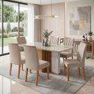 Conjunto Sala de Jantar 6 Lugares Retangular Tampo Vidro/MDF Mesa Astrid com Cadeiras Apogeu Bege Amêndoa Clean/Off White/Bege Conjunto Sala de Jantar 6 Lugares Retangular Tampo Vidro/MDF Mesa Astrid com Cadeiras Apogeu Bege Amêndoa Clean/Off White/Bege