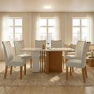 Conjunto Sala de Jantar 6 Lugares Retangular Tampo Vidro/MDF Mesa Astrid com Cadeiras Apogeu Bege/Amêndoa Clean/Off White/Creme Conjunto Sala de Jantar 6 Lugares Retangular Tampo Vidro/MDF Mesa Astrid com Cadeiras Apogeu Bege/Amêndoa Clean/Off White/Creme