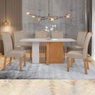 Conjunto Sala de Jantar 6 Lugares Retangular Tampo Vidro/MDF Mesa Astrid com Cadeiras Apogeu