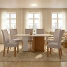 Conjunto Sala de Jantar 6 Lugares Retangular Tampo Vidro/MDF Mesa Astrid com Cadeiras Apogeu