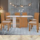 Conjunto Sala de Jantar 6 Lugares Retangular Tampo Vidro/MDF Mesa Astrid com Cadeiras Athenas