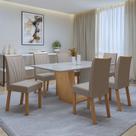 Conjunto Sala de Jantar 6 Lugares Retangular Tampo Vidro/MDF Mesa e Cadeiras Apogeu
