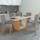 Conjunto Sala de Jantar 6 Lugares Retangular Tampo Vidro/MDF Mesa e Cadeiras Apogeu