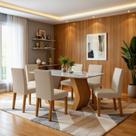 Conjunto Sala de Jantar 6 Lugares Retangulares 160x80cm Tampo Vidro Mdf Laine
