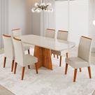 Conjunto Sala de Jantar 6 Lugares Tampo Barril de Vidro/mdf Selecto