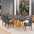 Conjunto Sala de Jantar 6 Lugares Tampo de Vidro/MDF Espacio Yescasa Conjunto Sala de Jantar 6 Lugares Tampo de Vidro/MDF Espacio Yescasa