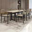 Conjunto Sala de Jantar 8 Lugares Retangular 200x90cm Tampo MDF Mesa Itália com Cadeiras Madri Bege/Preto Conjunto Sala de Jantar 8 Lugares Retangular 200x90cm Tampo MDF Mesa Itália com Cadeiras Madri Bege/Preto