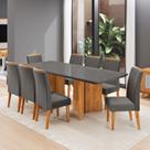 Conjunto Sala de Jantar 8 Lugares Retangular Tampo de Vidro Mdf Holden