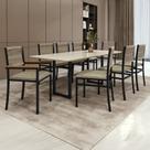 Conjunto Sala de Jantar 8 Lugares Retangular Tampo de Vidro Mesa Itália com Cadeiras Barcelona