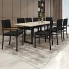 Conjunto Sala de Jantar 8 Lugares Retangular Tampo de Vidro Mesa Itália com Cadeiras Madri Preto Conjunto Sala de Jantar 8 Lugares Retangular Tampo de Vidro Mesa Itália com Cadeiras Madri Preto