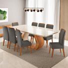 Conjunto Sala de Jantar 8 Lugares Retangular Tampo em Vidro e Mdf Rubhe