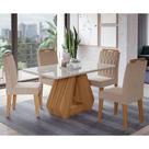 Conjunto Sala de Jantar Ágata Tampo em MDF e Vidro Com 4 Cadeiras Paola Cimol Conjunto Sala de Jantar Ágata Tampo em MDF e Vidro Com 4 Cadeiras Paola Cimol