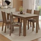 Conjunto Sala de Jantar Amora Mesa Tampo de Madeira 4 Cadeiras Rustic/Crema/Bege Marrom Madesa Conjunto Sala de Jantar Amora Mesa Tampo de Madeira 4 Cadeiras Rustic/Crema/Bege Marrom Madesa