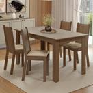 Conjunto Sala de Jantar Amora Mesa Tampo de Madeira 4 Cadeiras Rustic/Crema/Sintético Bege Madesa Conjunto Sala de Jantar Amora Mesa Tampo de Madeira 4 Cadeiras Rustic/Crema/Sintético Bege Madesa