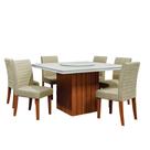 Conjunto Sala de Jantar Amsterdã New Mesa com Tampo Giratório 6 Cadeiras Creta Madeirado/Bege Dobuê Conjunto Sala de Jantar Amsterdã New Mesa com Tampo Giratório 6 Cadeiras Creta Madeirado/Bege Dobuê