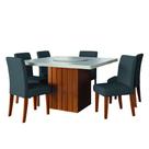 Conjunto Sala de Jantar Amsterdã New Mesa com Tampo Giratório 6 Cadeiras Trieste Madeirado/Grafite Conjunto Sala de Jantar Amsterdã New Mesa com Tampo Giratório 6 Cadeiras Trieste Madeirado/Grafite