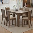Conjunto Sala De Jantar Avelã Mesa Tampo De Vidro 4 Cadeiras Rustic/crema/bege Marrom Madesa Rustic/crema/sintético Bege