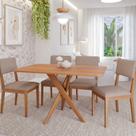 Conjunto Sala de Jantar Cacau 130cm sem Vidro com 4 Cadeiras Sabiá Conjunto Sala de Jantar Cacau 130cm sem Vidro com 4 Cadeiras Sabiá