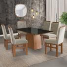 Conjunto Sala de Jantar Cadeiras Madeira Maciça Tecido Joli de Jantar Mesa 90x160cm Tampo Vidro com Conjunto Sala de Jantar Cadeiras Madeira Maciça Tecido Joli de Jantar Mesa 90x160cm Tampo Vidro com