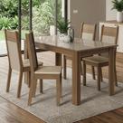 Conjunto Sala de Jantar Canela Mesa Tampo de Vidro 4 Cadeiras Rustic/Crema/Sintético Bege Madesa Conjunto Sala de Jantar Canela Mesa Tampo de Vidro 4 Cadeiras Rustic/Crema/Sintético Bege Madesa