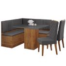 Conjunto Sala de Jantar Canto Alemão com Baú Liebe com Mesa Lord e 2 Cadeiras Bele Veludo Viero