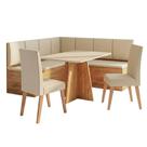 Conjunto Sala De Jantar Canto Alemão Com Mesa Moove E 2 Cadeiras Linho Creme Viero Madeirado / Creme