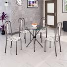 Conjunto Sala de Jantar com 4 Cadeiras Lívia Prata/Arabesco Conjunto Sala de Jantar com 4 Cadeiras Lívia Prata/Arabesco