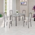 Conjunto Sala de Jantar com 4 Cadeiras Lívia Prata/Bege
