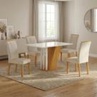 Conjunto Sala de Jantar com 4 Cadeiras Miami Yescasa Off White/Freijó/Palha