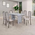 Conjunto Sala de Jantar com 6 Cadeiras Lara Prata/Bege