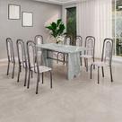 Conjunto Sala de Jantar com 8 Cadeiras Lara Prata/Bege